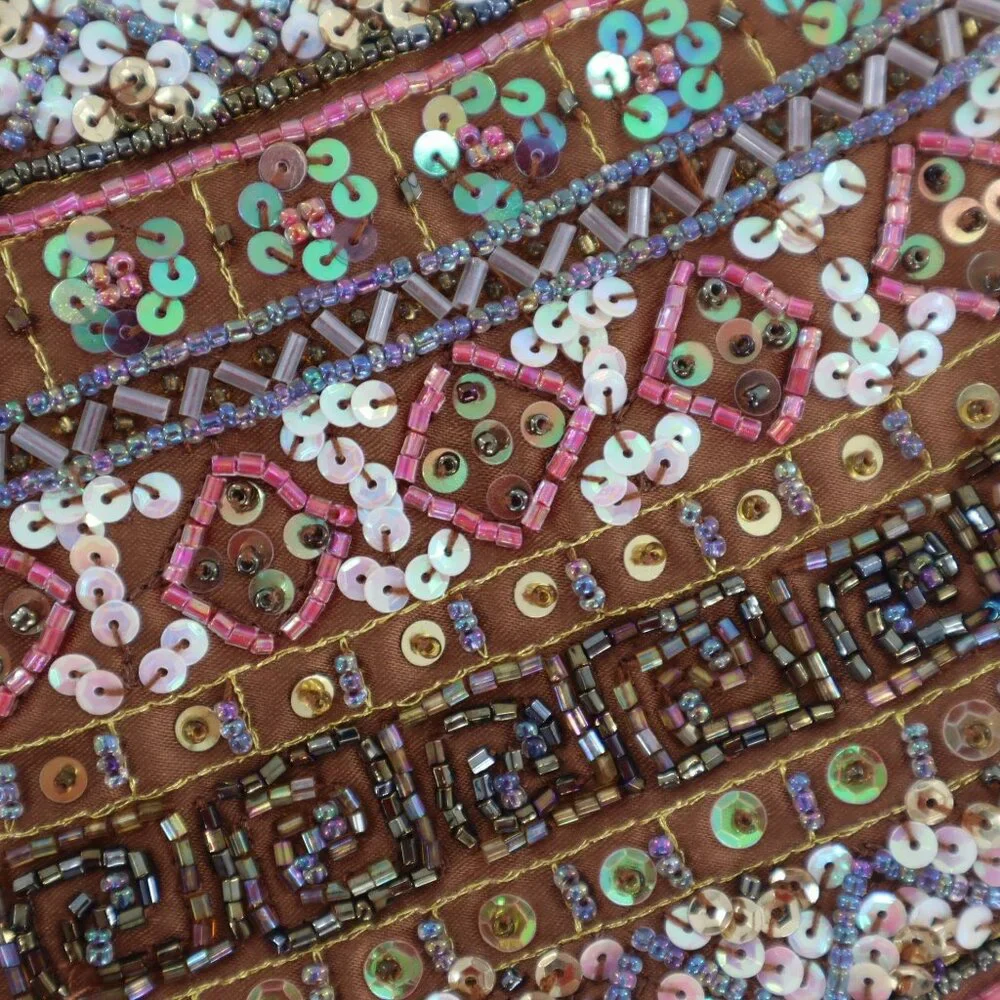 Valerie Stevens Embellished Purse Women O/S Brown Boho Chic Art To Wear Festival